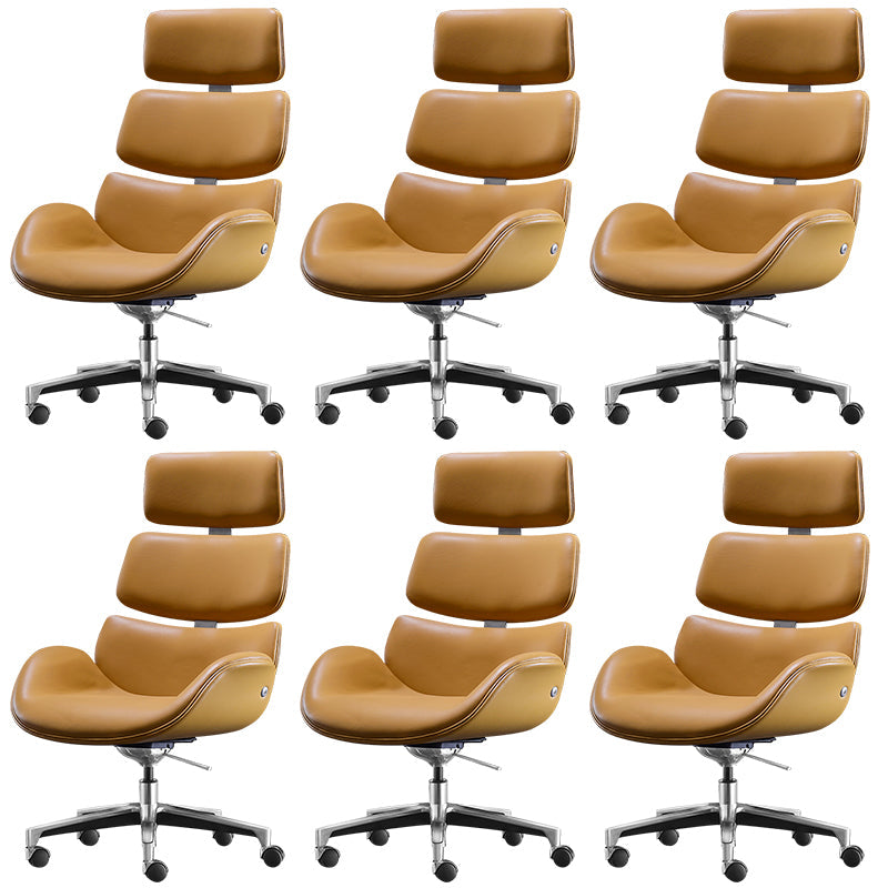 Armless Modern Office Chair Leather Tilt Mechanism No Distressing Ergonomic Desk Chair