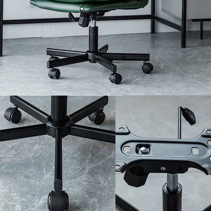 Chaise de bureau sans bras en cuir sans chaise de bureau ergonomique pénible avec roues