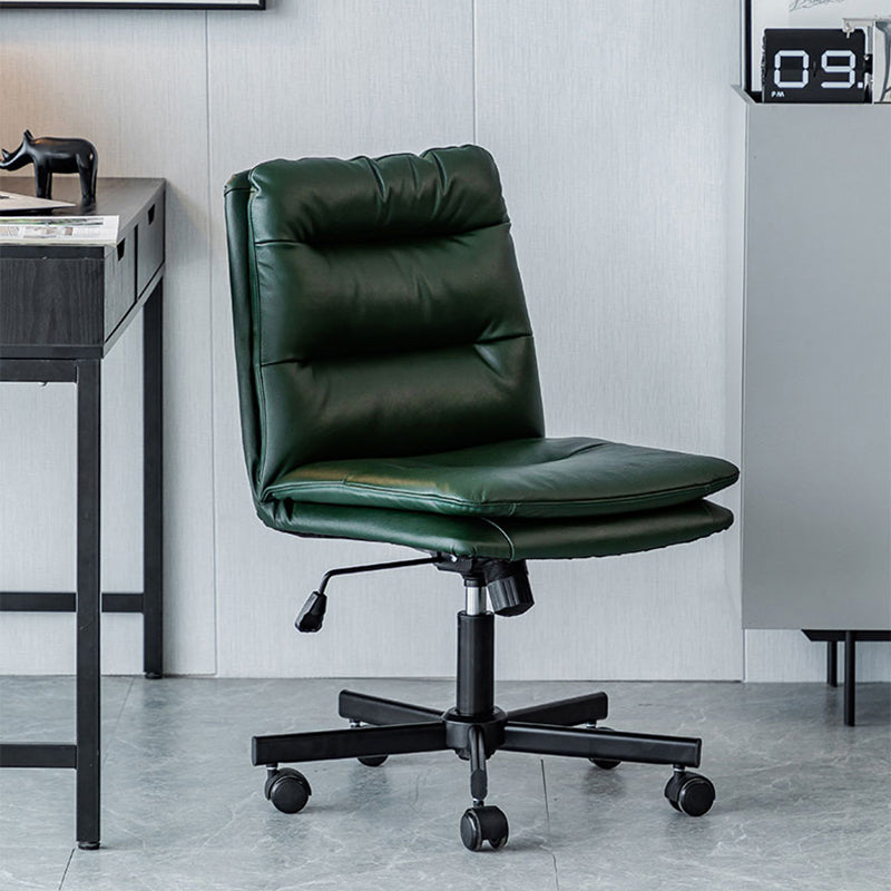 Chaise de bureau sans bras en cuir sans chaise de bureau ergonomique pénible avec roues