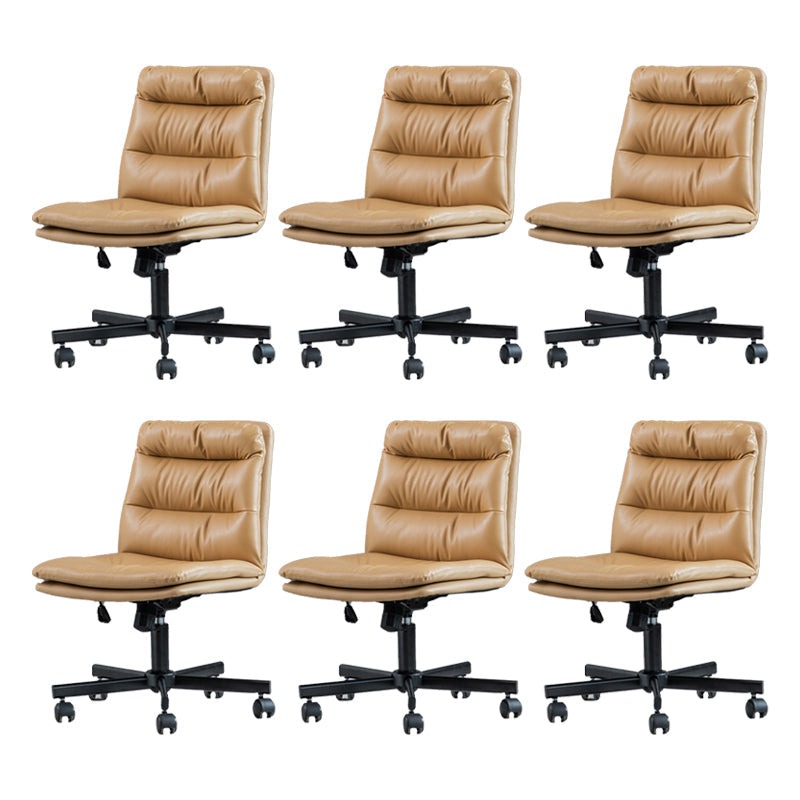 Chaise de bureau sans bras en cuir sans chaise de bureau ergonomique pénible avec roues