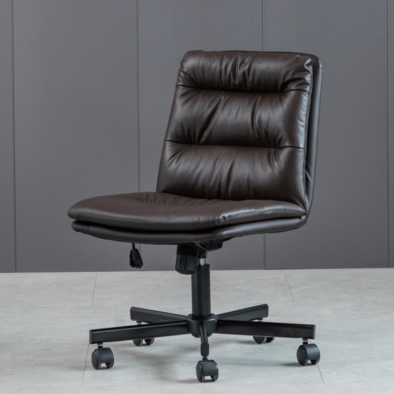 Chaise de bureau sans bras en cuir sans chaise de bureau ergonomique pénible avec roues