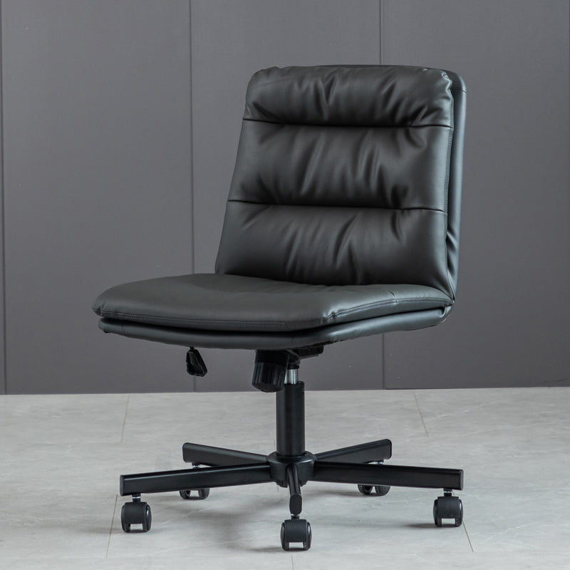 Chaise de bureau sans bras en cuir sans chaise de bureau ergonomique pénible avec roues
