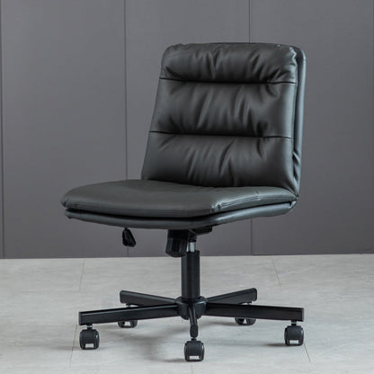 Chaise de bureau sans bras en cuir sans chaise de bureau ergonomique pénible avec roues