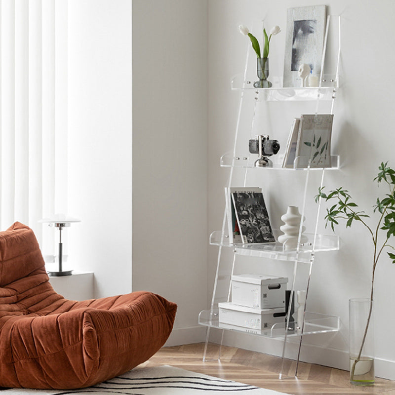 Contemporary Open Back Ladder Bookshelf Acrylic Bookcase with Shelves Clearhalo 'Bookcases' 'furn' 'furn_bookcases' 'Furniture' 'Office Furniture' 7218066