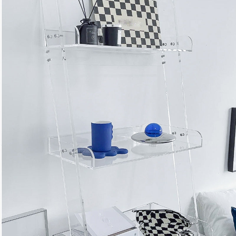 Contemporary Open Back Ladder Bookshelf Acrylic Bookcase with Shelves Clearhalo 'Bookcases' 'furn' 'furn_bookcases' 'Furniture' 'Office Furniture' 7218075