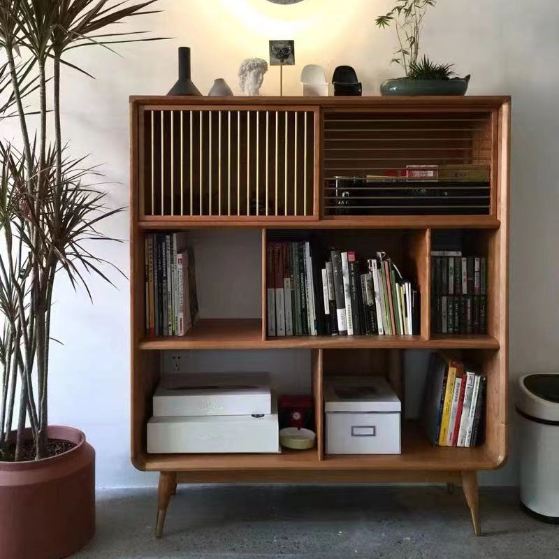 Eigentijdse open achterkant standaard boekenkast solide houten boekenplank met planken