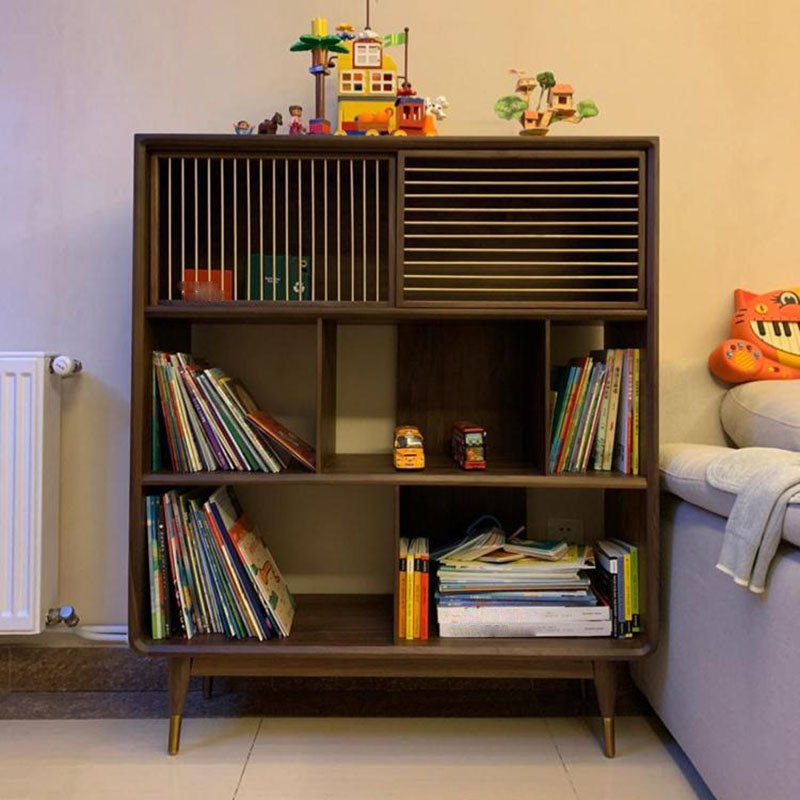 Eigentijdse open achterkant standaard boekenkast solide houten boekenplank met planken