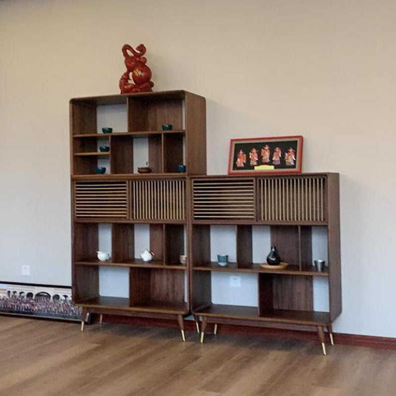 Eigentijdse open achterkant standaard boekenkast solide houten boekenplank met planken