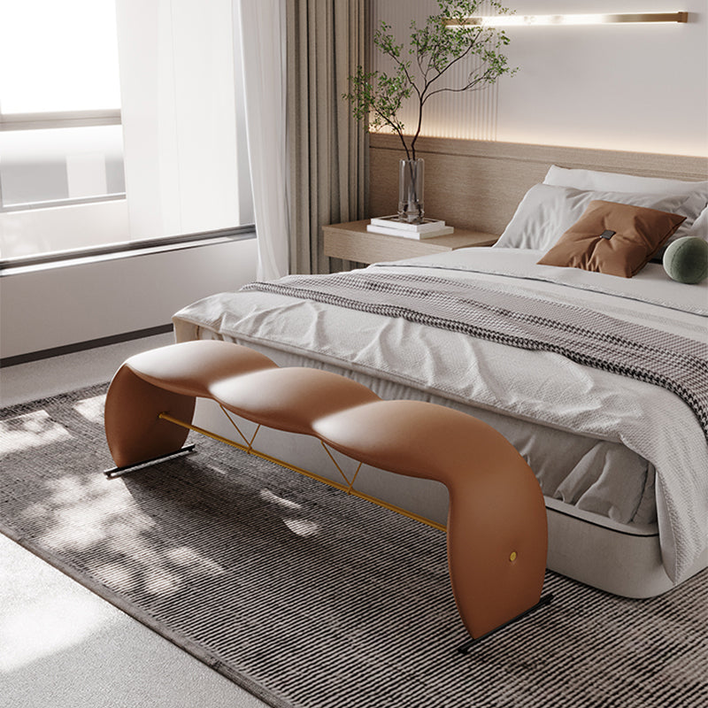 Glam Rectangle Seating Bench Cushioned Backless Bedroom Bench Clearhalo 'Benches' 'Chairs & Seating' 'furn' 'furn_benches' 'Furniture' 'Living Room Furniture' 7218179