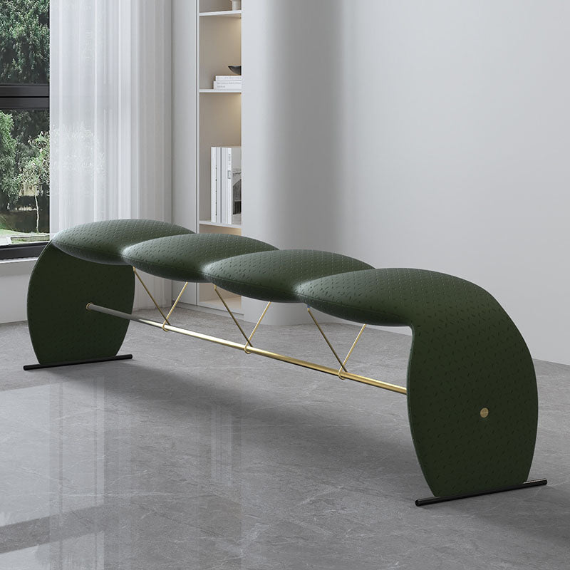 Glam Rectangle Seating Bench Cushioned Backless Bedroom Bench 77"L x 14"W x 18"H Blackish Green Clearhalo 'Benches' 'Chairs & Seating' 'furn' 'furn_benches' 'Furniture' 'Living Room Furniture' 7218182