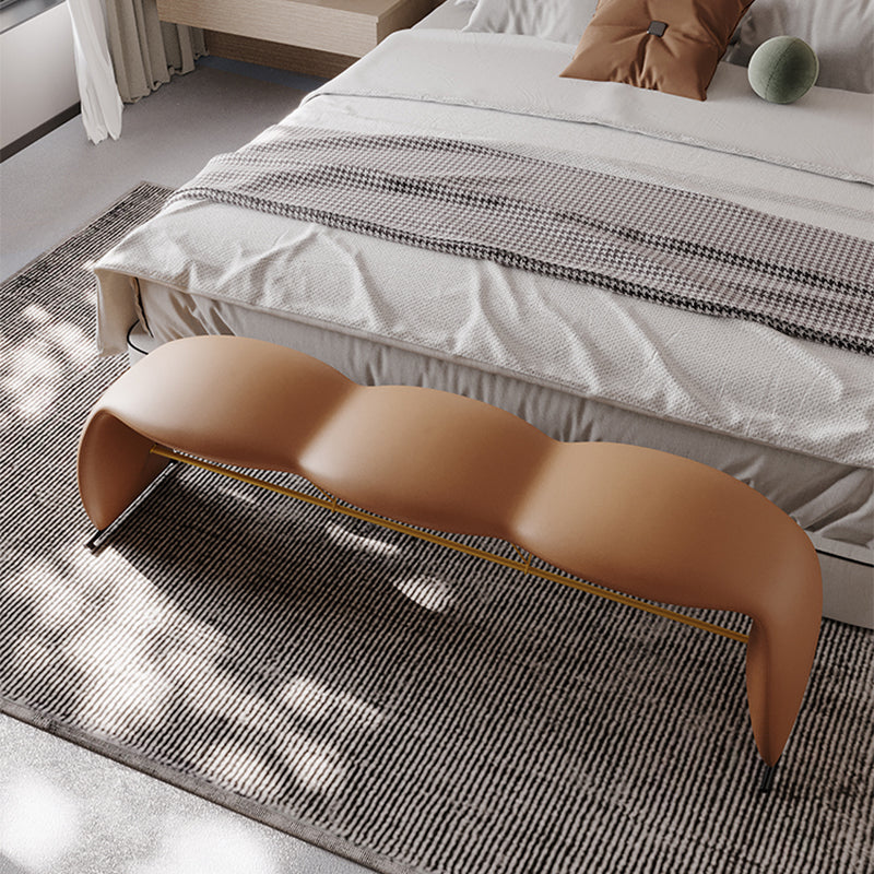 Glam Rectangle Seating Bench Cushioned Backless Bedroom Bench 60"L x 14"W x 18"H Orange Clearhalo 'Benches' 'Chairs & Seating' 'furn' 'furn_benches' 'Furniture' 'Living Room Furniture' 7218184