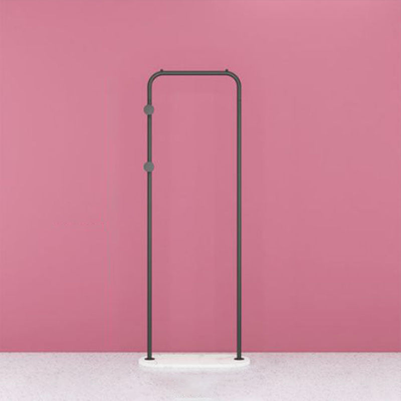 Gorgeous Metal Clothes Hanger Double Coat Hooks Coat Rack with Marble Bottom 20"L x 12"W x 59"H Black White Clearhalo 'Entry & Mudroom Furniture' 'furn' 'furn_hall_tree_coat_racks' 'Furniture' 'Hall Trees & Coat Racks' 'hall_tree_coat_racks' 7218263