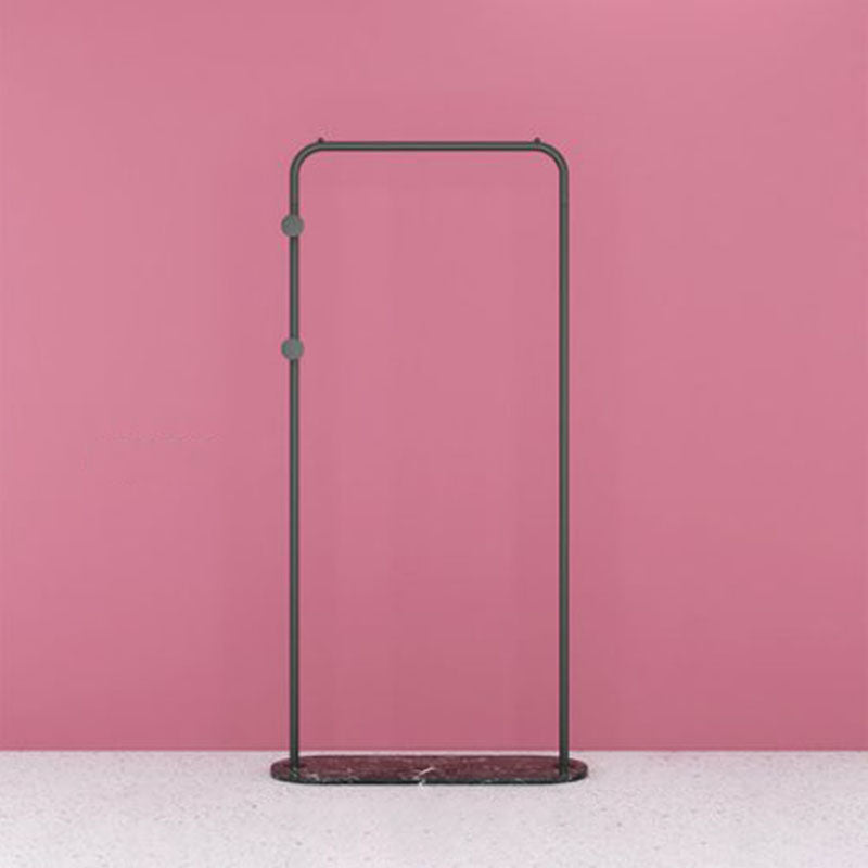 Gorgeous Metal Clothes Hanger Double Coat Hooks Coat Rack with Marble Bottom 28"L x 12"W x 59"H Black Clearhalo 'Entry & Mudroom Furniture' 'furn' 'furn_hall_tree_coat_racks' 'Furniture' 'Hall Trees & Coat Racks' 'hall_tree_coat_racks' 7218265