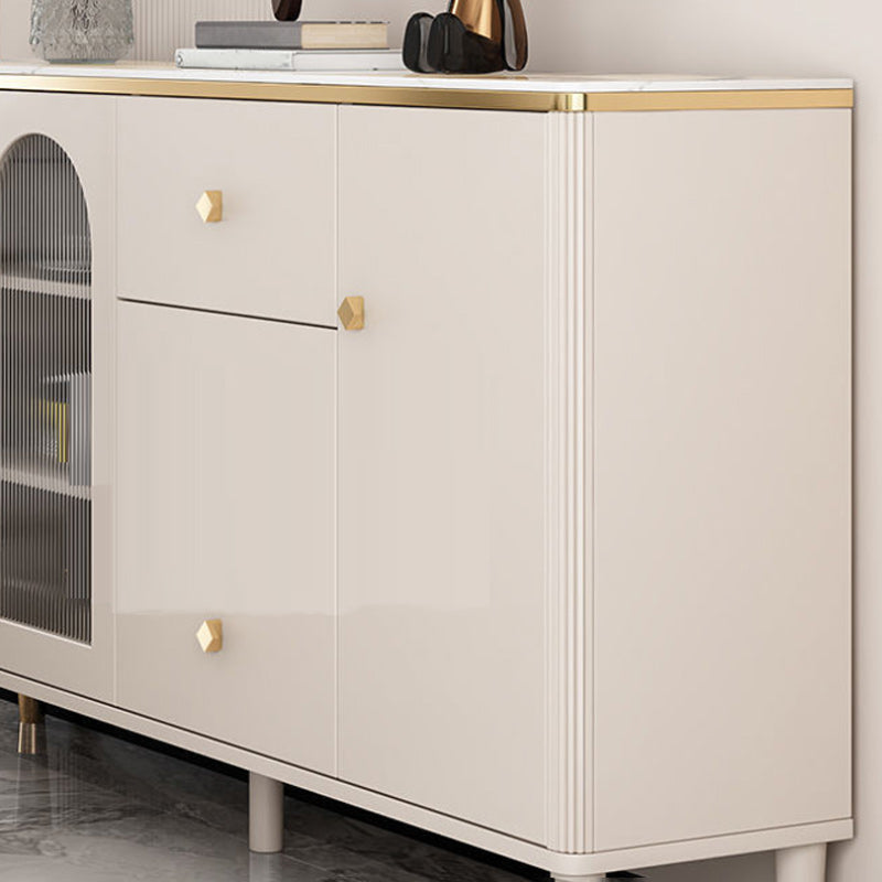 Eigentijdse glazen deuren display staan ​​houten hokkast voor woonkamer