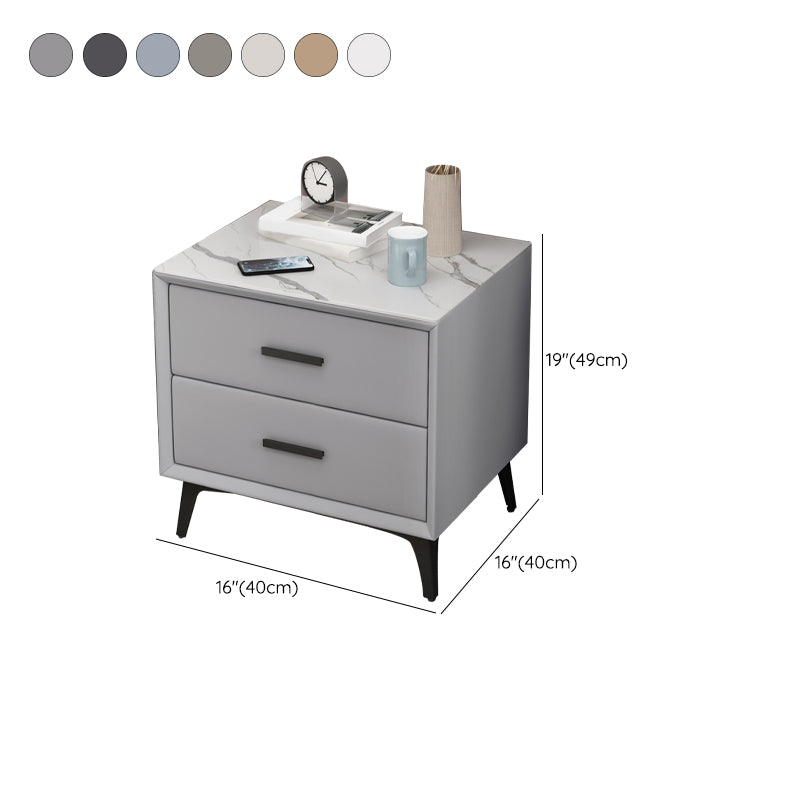 Tavolo da notte di pietra mobile contemporaneo con 2 cassetti
