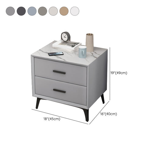 ストーンナイトテーブル2つの引き出し付きコンテンポラリーベッドサイドキャビネット