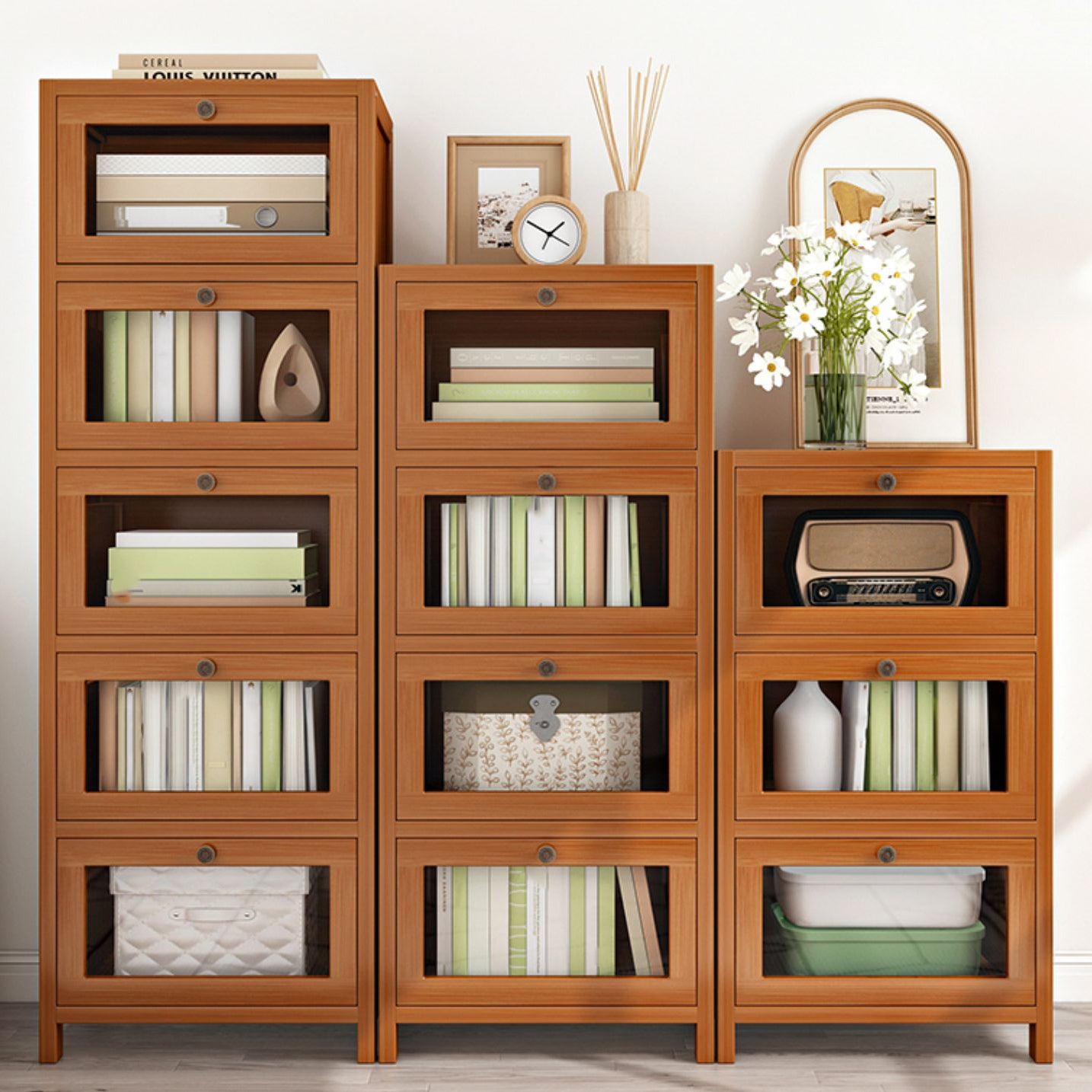 Mid-Century Modern 13.8"W Accent Chest Rectangle Side Cabinet in Brown Clearhalo 'Cabinets & Chests' 'cabinets_chests' 'furn' 'furn_cabinets_chests' 'Furniture' 'Living Room Furniture' 7218917