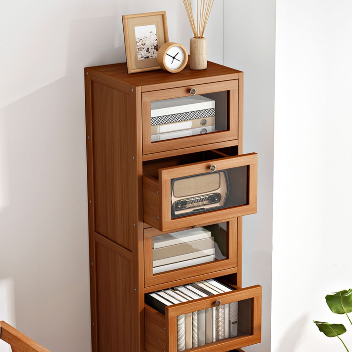 Mid-Century Modern 13.8"W Accent Chest Rectangle Side Cabinet in Brown Clearhalo 'Cabinets & Chests' 'cabinets_chests' 'furn' 'furn_cabinets_chests' 'Furniture' 'Living Room Furniture' 7218920