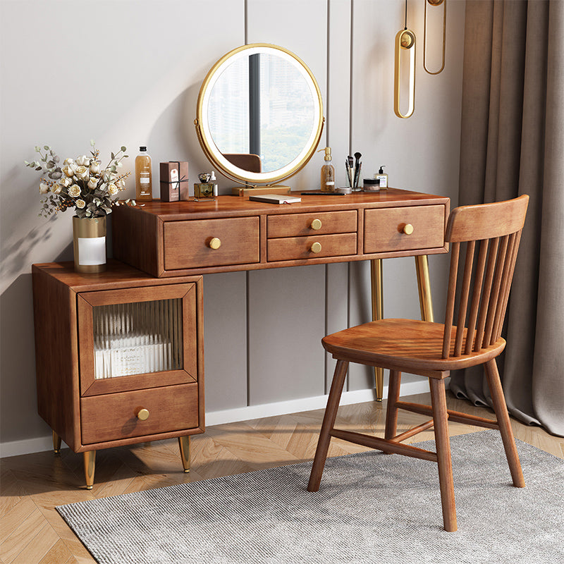 Rubberwood Vanity Table Drawers Simple Scandinavian Makeup Vanity Table
