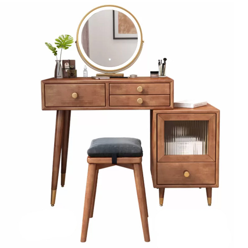 Rubberwood Vanity Table Drawers Simple Scandinavian Makeup Vanity Table
