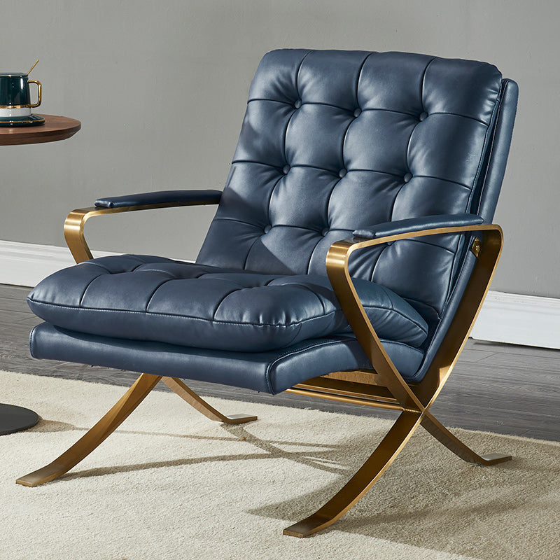Contemporary Accent Armchair Modern Upholstered Accent Chair Leather Blue 1 Piece Clearhalo 'Accent Chairs' 'accent_chairs' 'Chairs & Seating' 'furn' 'furn_accent_chairs' 'Furniture' 'Living Room Furniture' 7219169