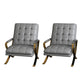 Contemporary Accent Armchair Modern Upholstered Accent Chair Leather Gray 2 Piece Set Clearhalo 'Accent Chairs' 'accent_chairs' 'Chairs & Seating' 'furn' 'furn_accent_chairs' 'Furniture' 'Living Room Furniture' 7219172