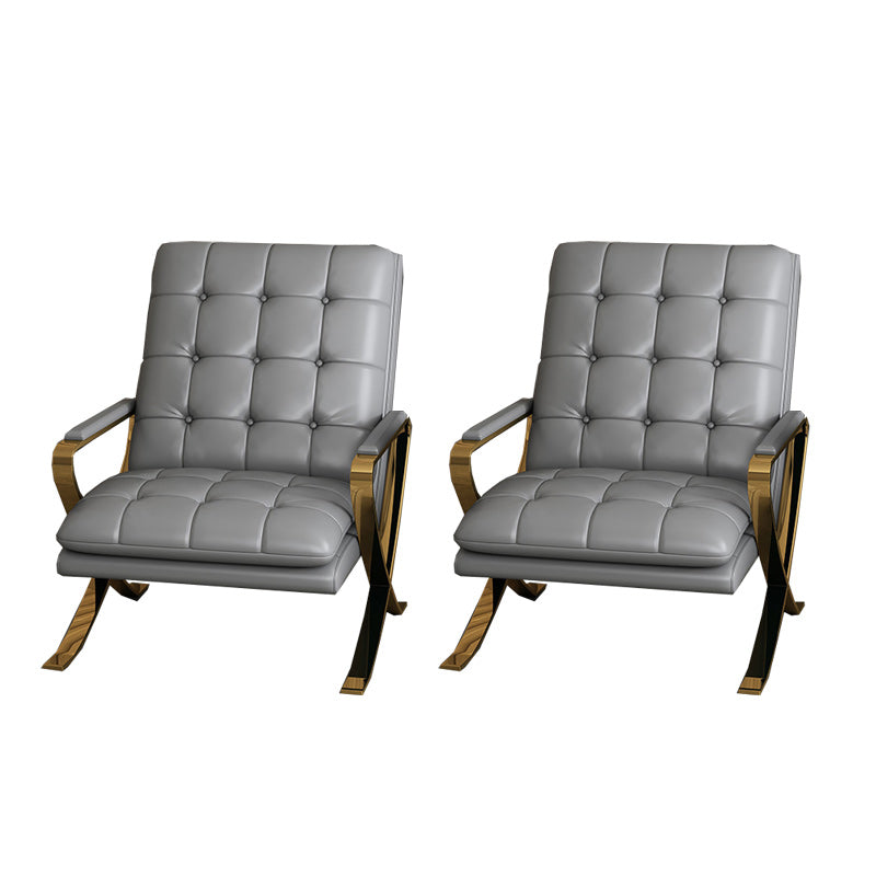 Contemporary Accent Armchair Modern Upholstered Accent Chair Leather Gray 2 Piece Set Clearhalo 'Accent Chairs' 'accent_chairs' 'Chairs & Seating' 'furn' 'furn_accent_chairs' 'Furniture' 'Living Room Furniture' 7219172