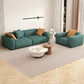 37" Wide Contemporary Sofa Leather Square Arm Green Standard Seating