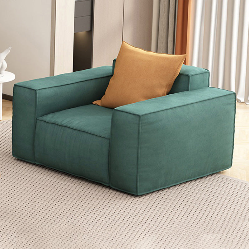 37" Wide Contemporary Sofa Leather Square Arm Green Standard Seating