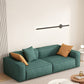 37" Wide Contemporary Sofa Leather Square Arm Green Standard Seating