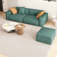 37" Wide Contemporary Sofa Leather Square Arm Green Standard Seating