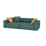 37" Wide Contemporary Sofa Leather Square Arm Green Standard Seating