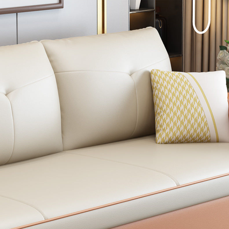 Sofá de durmiente moderno Blanco con almohada de almacenamiento Sofá de brazos cuadrados