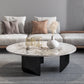 Round Coffee Table in Black Luxurious Stone Top Cocktail Table Clearhalo 'Coffee & Accent Tables' 'Coffee Tables' 'coffee_tables' 'furn' 'furn_coffee_tables' 'Furniture' 'Living Room Furniture' 7219242