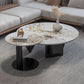 Round Coffee Table in Black Luxurious Stone Top Cocktail Table Clearhalo 'Coffee & Accent Tables' 'Coffee Tables' 'coffee_tables' 'furn' 'furn_coffee_tables' 'Furniture' 'Living Room Furniture' 7219249
