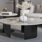 Round Coffee Table in Black Luxurious Stone Top Cocktail Table Clearhalo 'Coffee & Accent Tables' 'Coffee Tables' 'coffee_tables' 'furn' 'furn_coffee_tables' 'Furniture' 'Living Room Furniture' 7219252