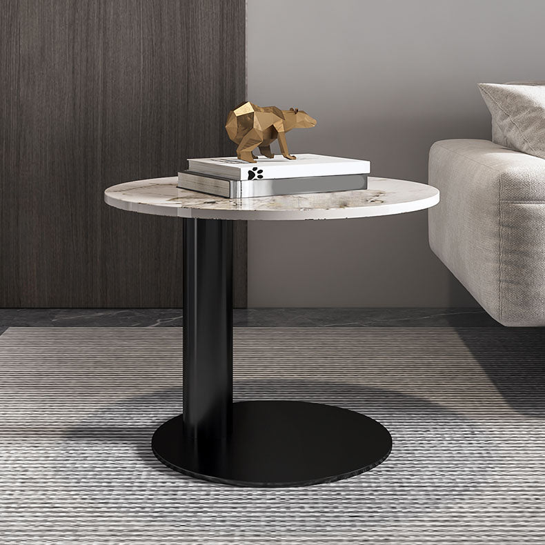 Round Coffee Table in Black Luxurious Stone Top Cocktail Table Clearhalo 'Coffee & Accent Tables' 'Coffee Tables' 'coffee_tables' 'furn' 'furn_coffee_tables' 'Furniture' 'Living Room Furniture' 7219256