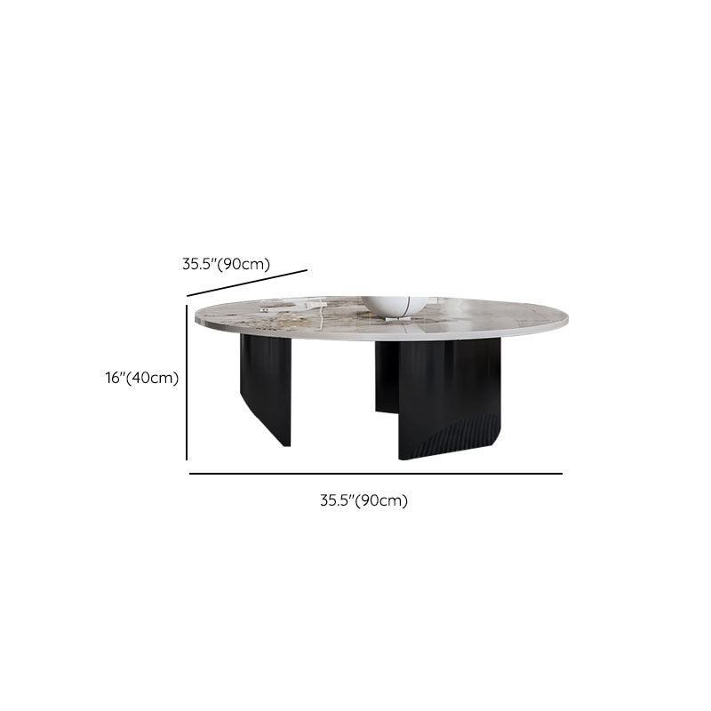 Round Coffee Table in Black Luxurious Stone Top Cocktail Table Clearhalo 'Coffee & Accent Tables' 'Coffee Tables' 'coffee_tables' 'furn' 'furn_coffee_tables' 'Furniture' 'Living Room Furniture' 7219260