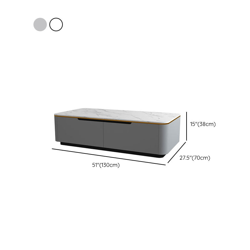 Rectangular Slate Coffee Table Contemporary Simple 4 Drawers Cocktail Table in White Clearhalo 'Coffee & Accent Tables' 'Coffee Tables' 'coffee_tables' 'furn' 'furn_coffee_tables' 'Furniture' 'Living Room Furniture' 7219275