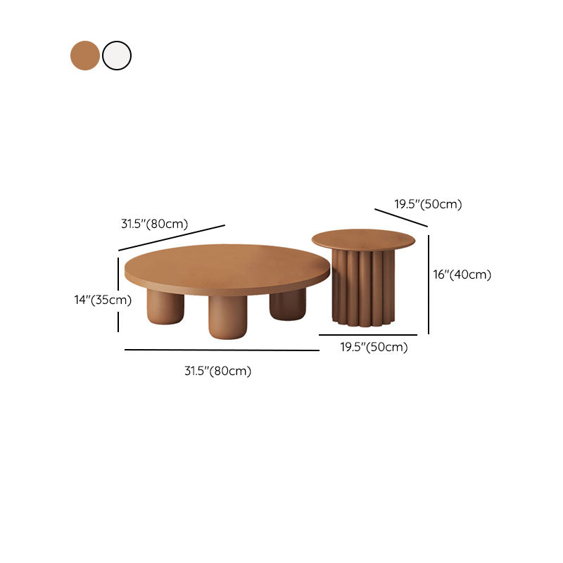 Modern Round Wooden Coffee Table Set Solid Wood 4 Legs Cocktail Table Clearhalo 'Coffee & Accent Tables' 'Coffee Tables' 'coffee_tables' 'furn' 'furn_coffee_tables' 'Furniture' 'Living Room Furniture' 7219295