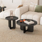 Modern Pedestal Round Coffee Table Set Tray Top Cocktail Table 29.5"L x 29.5"W x 14"H + 20"L x 20"W x 18"H Black Clearhalo 'Coffee & Accent Tables' 'Coffee Tables' 'coffee_tables' 'furn' 'furn_coffee_tables' 'Furniture' 'Living Room Furniture' 7219299