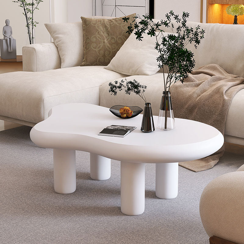 4 Legs Coffee Table Wood Geometric Coffee Coffee or End Table 39.5"L x 27.5"W x 16"H White Clearhalo 'Coffee & Accent Tables' 'Coffee Tables' 'coffee_tables' 'furn' 'furn_coffee_tables' 'Furniture' 'Living Room Furniture' 7219320