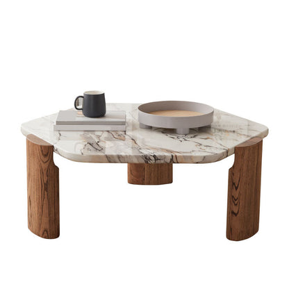 3 Legs Coffee Table Marble Geometric Coffee Coffee or End Table 37"L x 33.5"W x 14"H Clearhalo 'Coffee & Accent Tables' 'Coffee Tables' 'coffee_tables' 'furn' 'furn_coffee_tables' 'Furniture' 'Living Room Furniture' 7219365