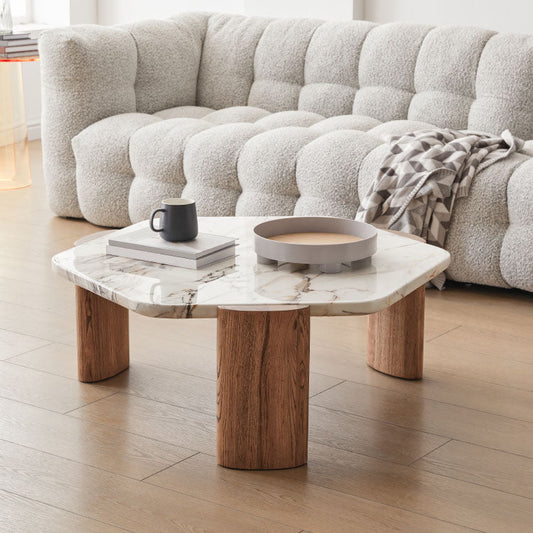 3 Legs Coffee Table Marble Geometric Coffee Coffee or End Table Clearhalo 'Coffee & Accent Tables' 'Coffee Tables' 'coffee_tables' 'furn' 'furn_coffee_tables' 'Furniture' 'Living Room Furniture' 7219366