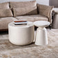 Round White Metal Coffee Table Pedestal 1 Single Cocktail Table Clearhalo 'Coffee & Accent Tables' 'Coffee Tables' 'coffee_tables' 'furn' 'furn_coffee_tables' 'Furniture' 'Living Room Furniture' 7219377