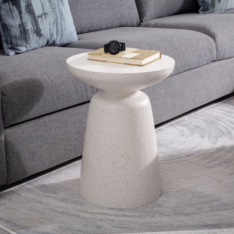 Round White Metal Coffee Table Pedestal 1 Single Cocktail Table Clearhalo 'Coffee & Accent Tables' 'Coffee Tables' 'coffee_tables' 'furn' 'furn_coffee_tables' 'Furniture' 'Living Room Furniture' 7219378