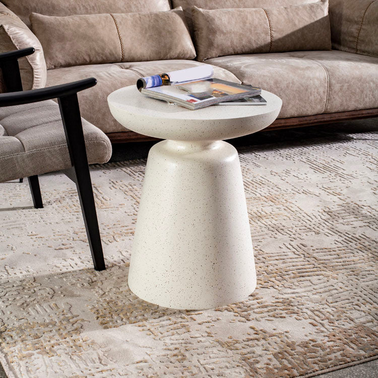 Round White Metal Coffee Table Pedestal 1 Single Cocktail Table Clearhalo 'Coffee & Accent Tables' 'Coffee Tables' 'coffee_tables' 'furn' 'furn_coffee_tables' 'Furniture' 'Living Room Furniture' 7219379
