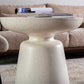 Round White Metal Coffee Table Pedestal 1 Single Cocktail Table Clearhalo 'Coffee & Accent Tables' 'Coffee Tables' 'coffee_tables' 'furn' 'furn_coffee_tables' 'Furniture' 'Living Room Furniture' 7219382
