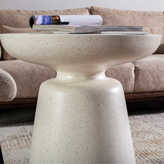 Round White Metal Coffee Table Pedestal 1 Single Cocktail Table Clearhalo 'Coffee & Accent Tables' 'Coffee Tables' 'coffee_tables' 'furn' 'furn_coffee_tables' 'Furniture' 'Living Room Furniture' 7219382