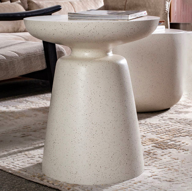 Round White Metal Coffee Table Pedestal 1 Single Cocktail Table Clearhalo 'Coffee & Accent Tables' 'Coffee Tables' 'coffee_tables' 'furn' 'furn_coffee_tables' 'Furniture' 'Living Room Furniture' 7219385